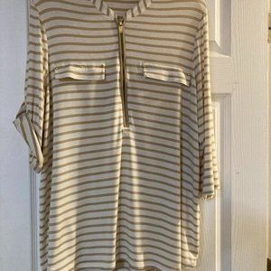 Calvin Klein Beige and White Tunic Top Size XL